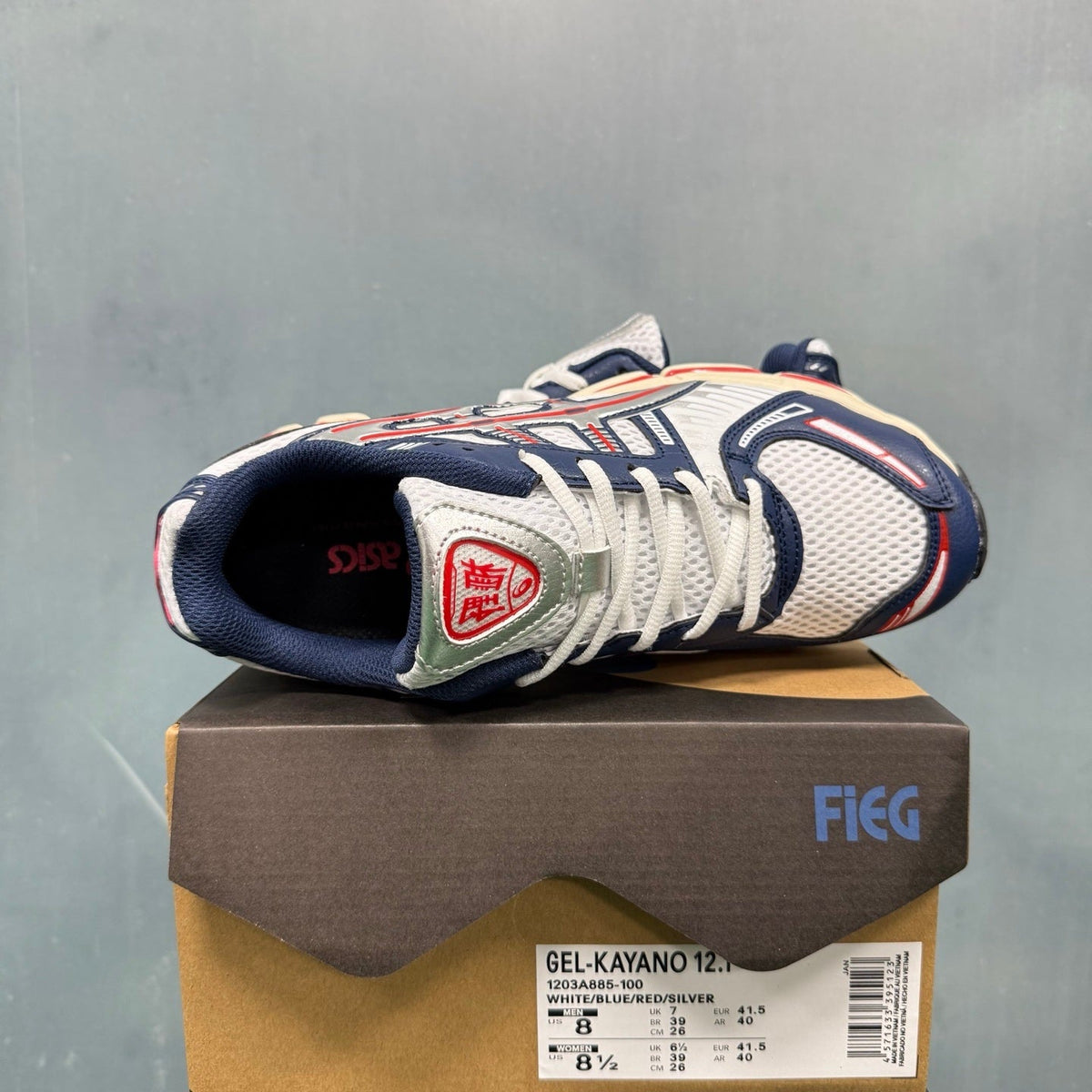 ASICS GEL-KAYANO 12.1 White Blue Red Sneakers 1203A885-100