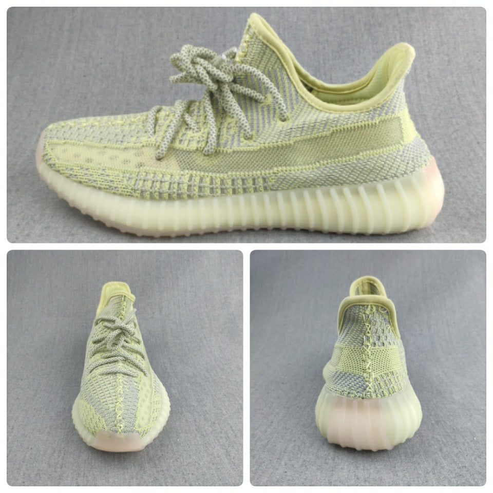 Yeezy 350 V2 Knit Sneakers in Pale Yellow and Gray