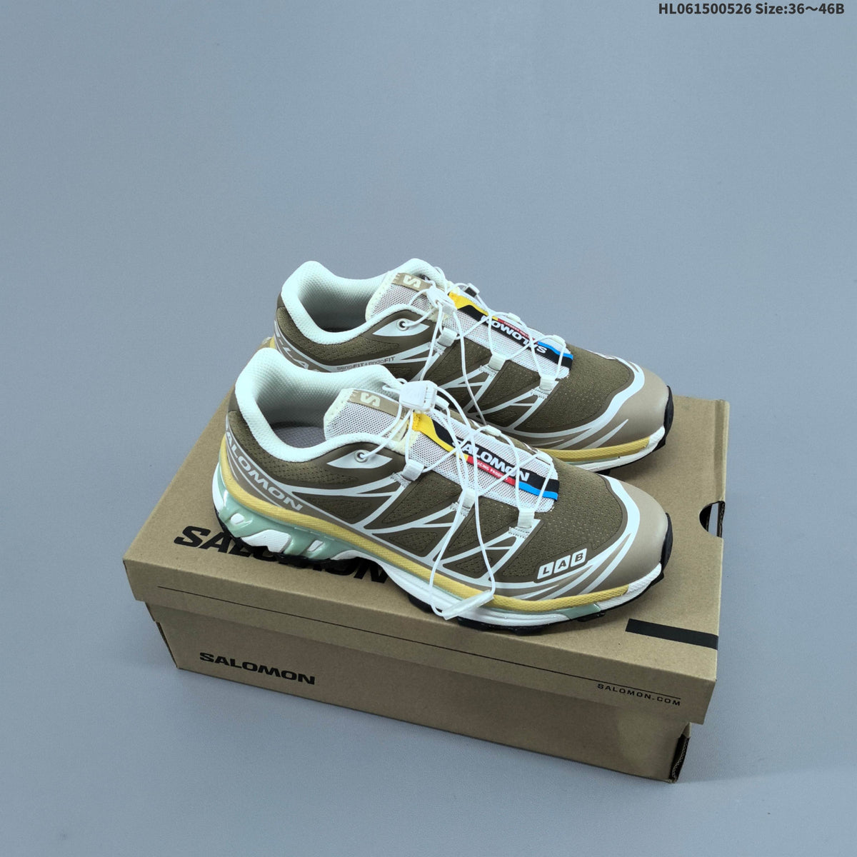 Salomon XT-6 Trail Running Shoes in Olive and Beige