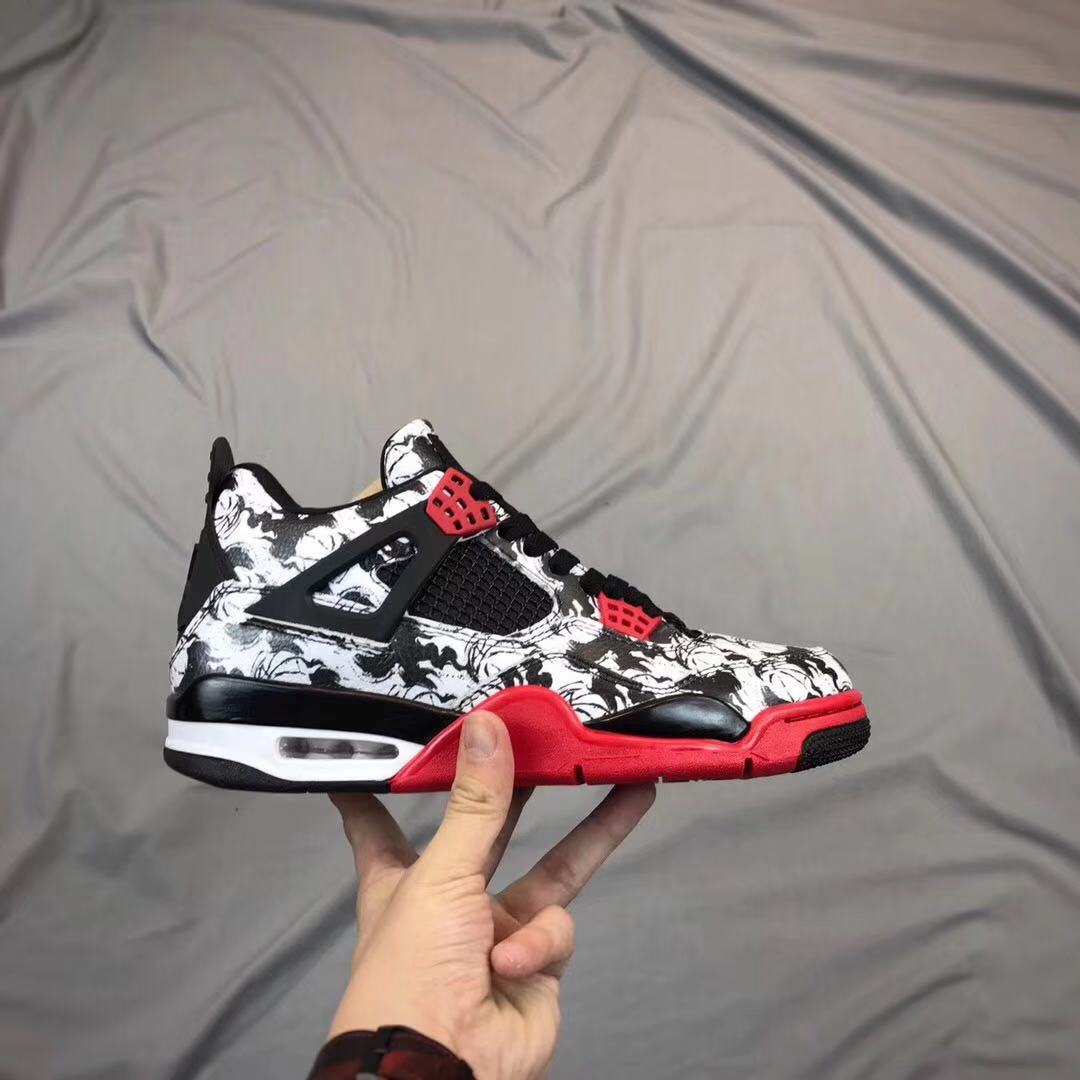 Jordan Air Jordan 4 Tattoo Black White Red Sneakers