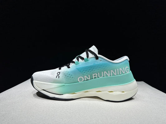 On Cloudboom Max Running Shoes, White and Light Blue