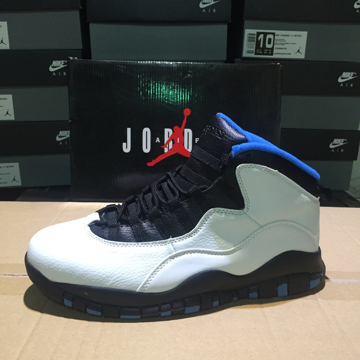 Jordan Air Jordan 10 Retro White Black Blue High-Top Sneakers