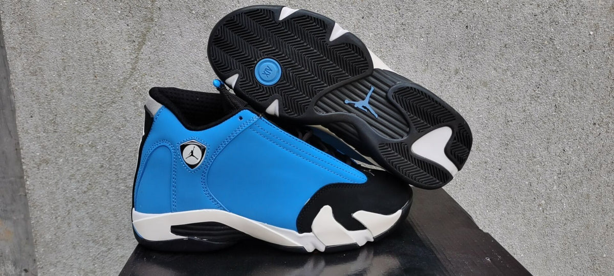 Air Jordan 14 Retro Black and Blue High-Top Sneakers
