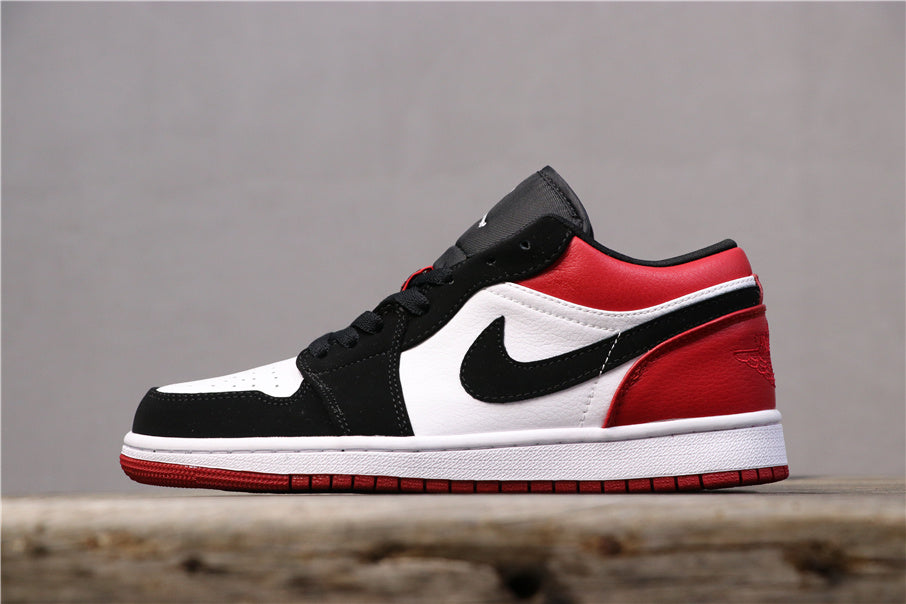 Air Jordan 1 Low Black Toe Red, White and Black Sneakers