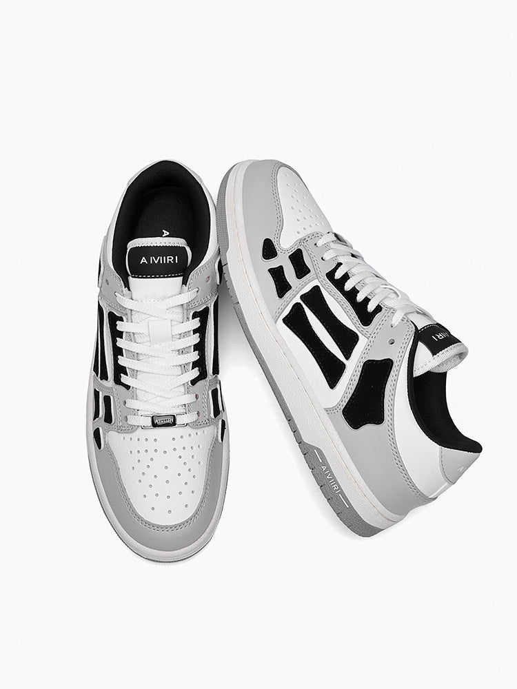 AMIRI Gray and White Low-Top Sneakers with Black Accents