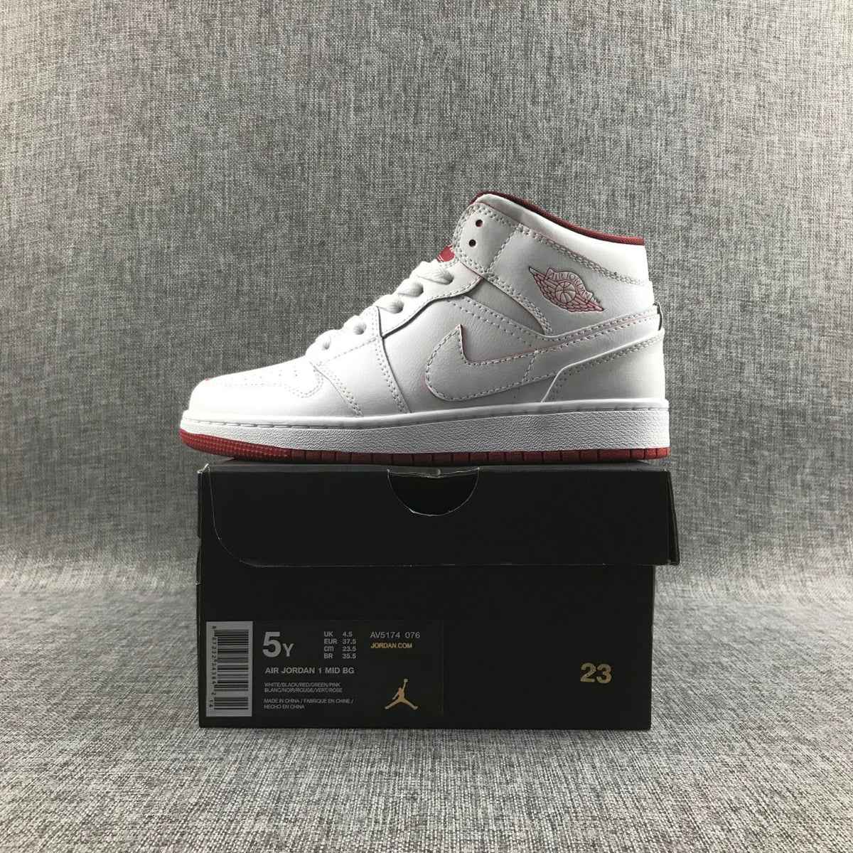 Air Jordan 1 Mid White and Red Sneakers 554725-103