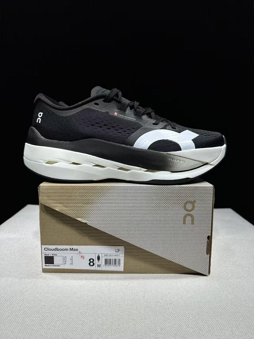 On Cloudboom Max Running Shoes, Black/White
