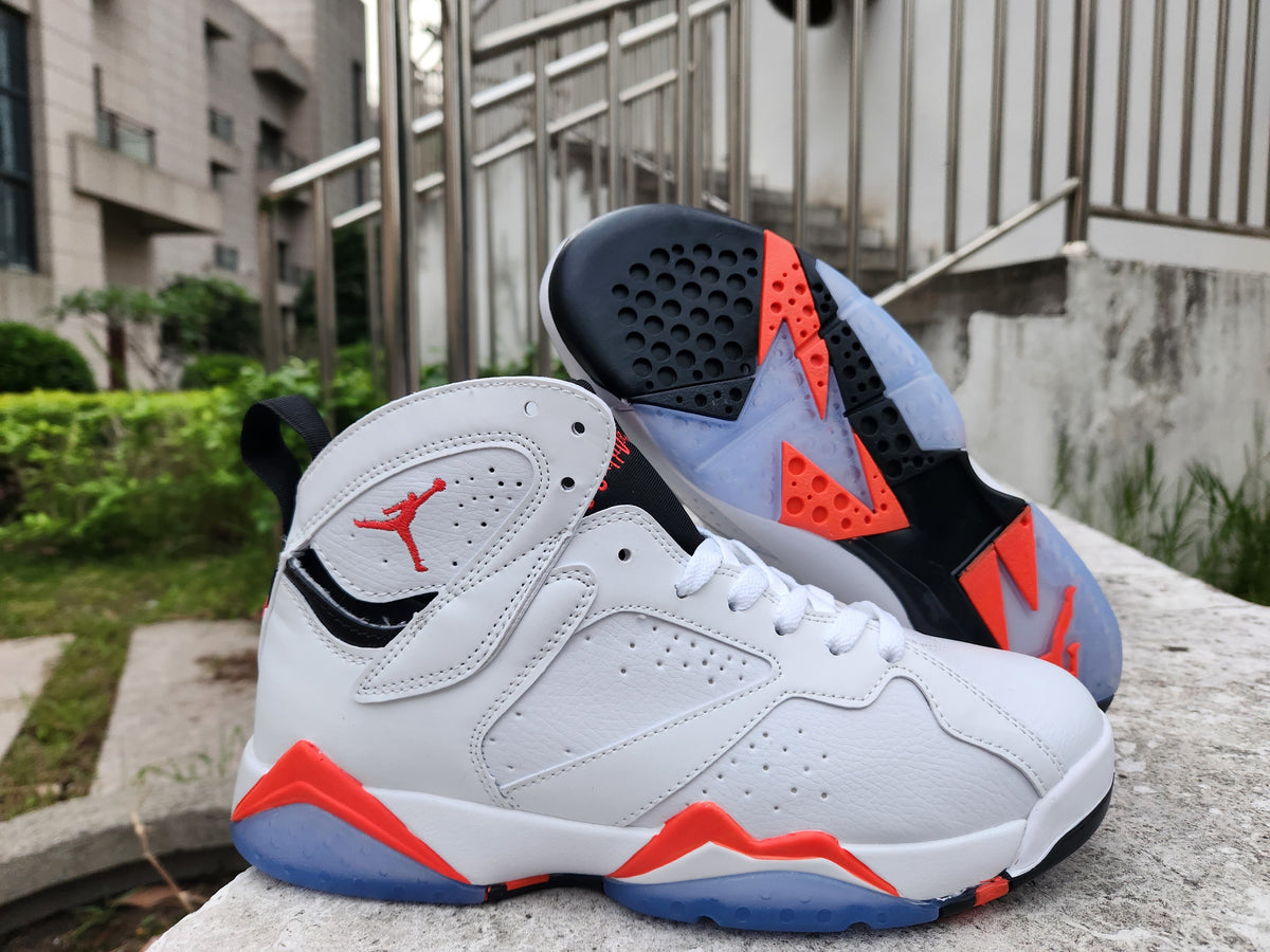 Jordan 7 White and Red High-Top Sneakers