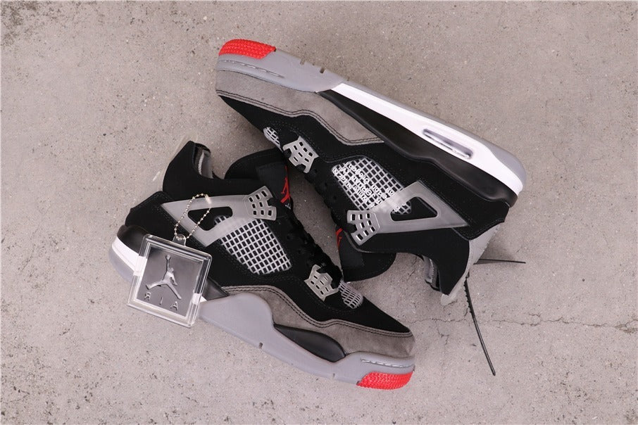Air Jordan 4 Black Grey Red Sneakers AQ9129-412