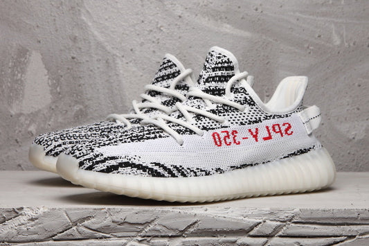 Yeezy 350 V2 Black and White Knit Sneakers