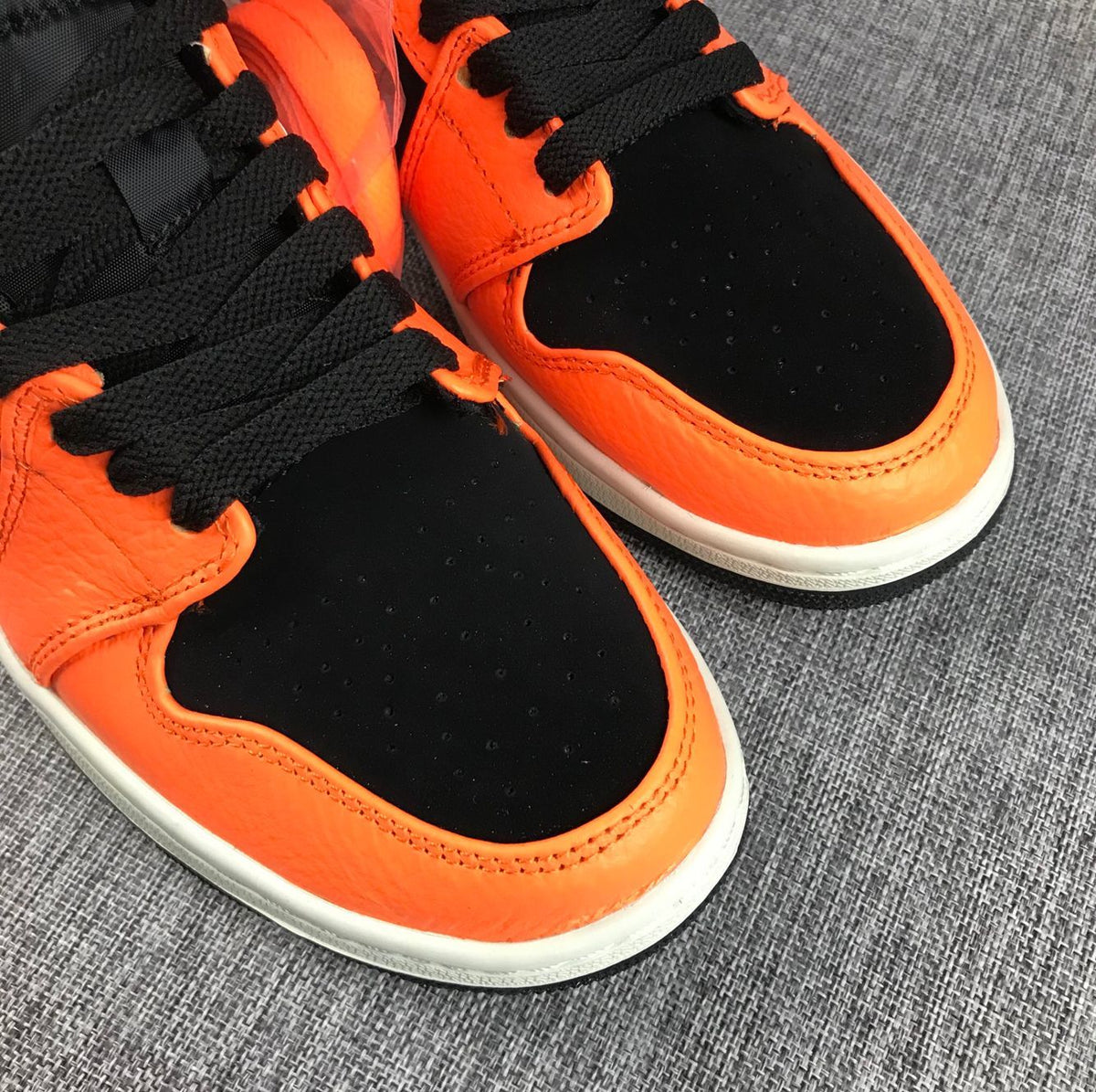 Air Jordan 1 Mid Shattered Backboard Sneakers, Black and Orange