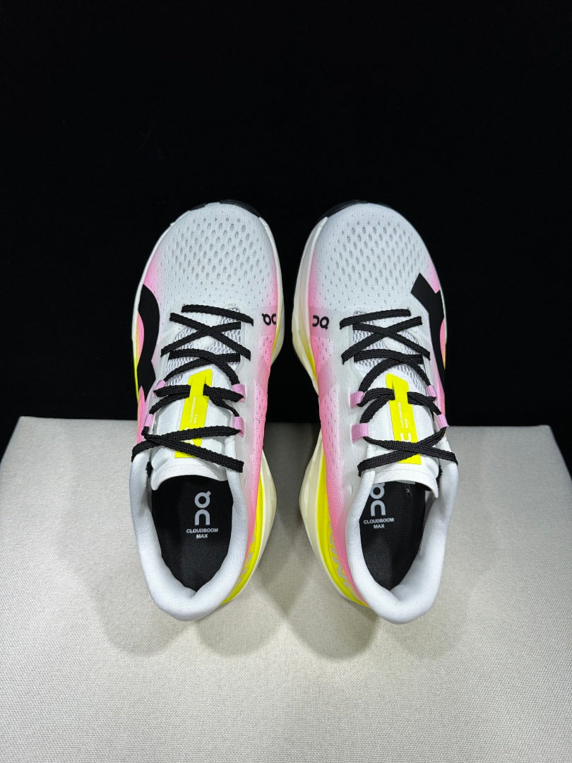 On Cloudboom Max Running Shoes, White Pink Yellow