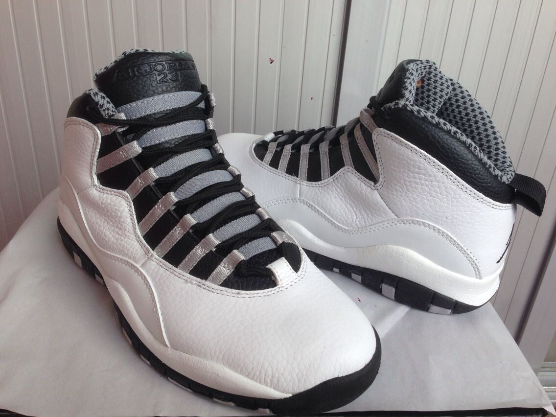 Air Jordan 10 High-Top Sneakers in White and Black