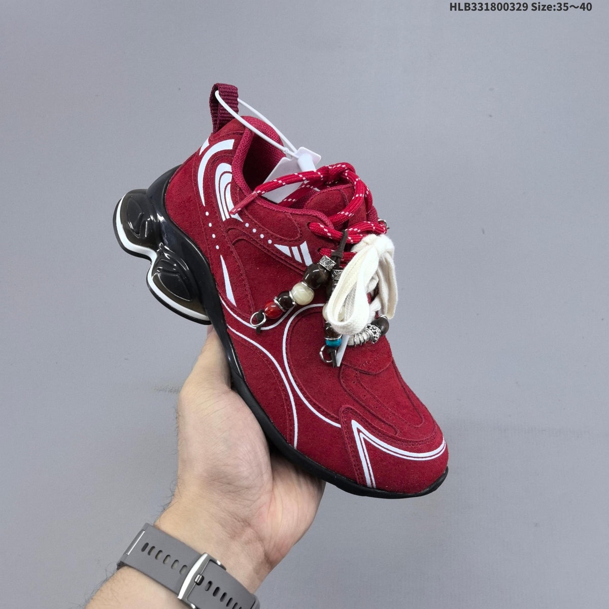 GG-CC Low-Top Chunky Sneakers in Burgundy