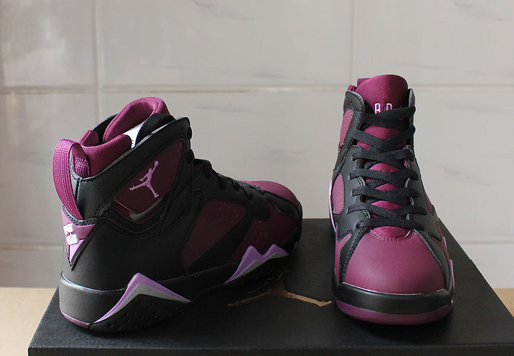 Air Jordan 7 Mulberry Black and Burgundy High-Top Sneakers