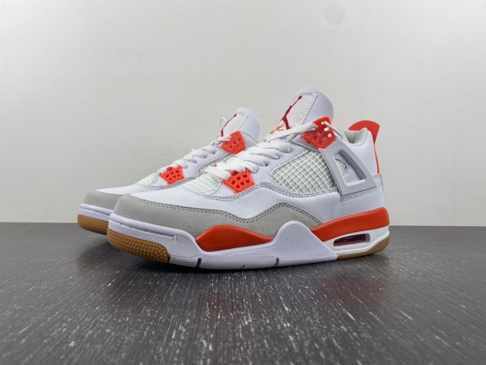 Nike SB x Air Jordan 4 White and Orange Sneakers DR5415-108