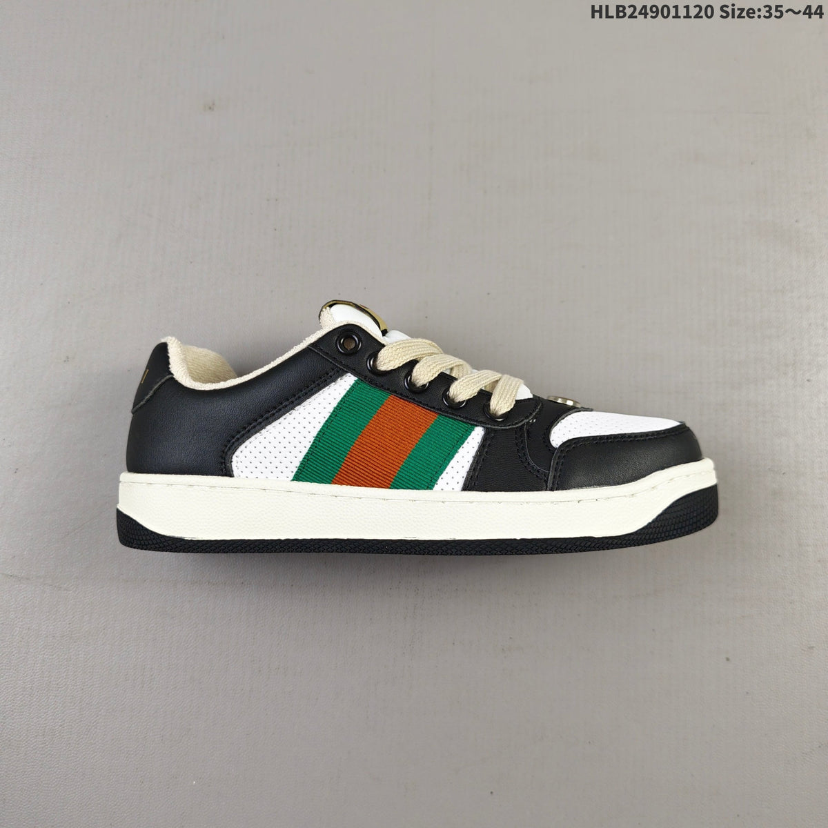 Gucci Screener Low-Top Sneakers in Black and White