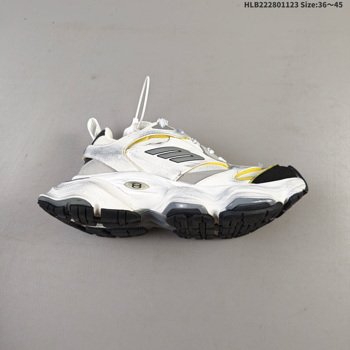Balenciaga Monday Low-Top Sneakers in White, Gray and Yellow