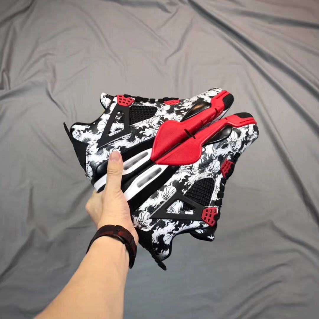 Jordan Air Jordan 4 Tattoo Black White Red Sneakers