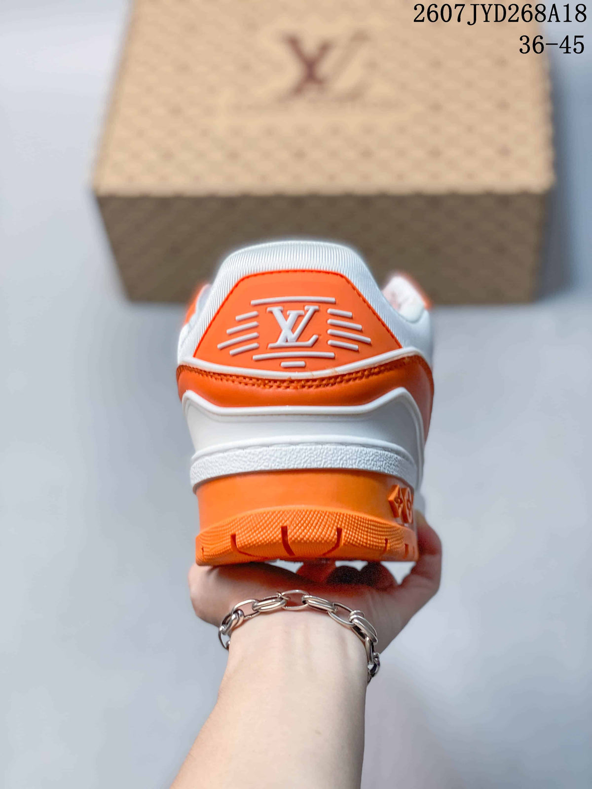 Louis Vuitton Trainer Low Sneakers Orange White 711580URY
