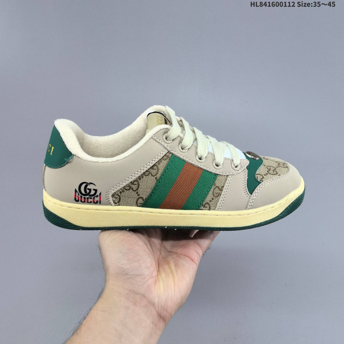 Gucci Screener Distressed Low-Top Sneakers