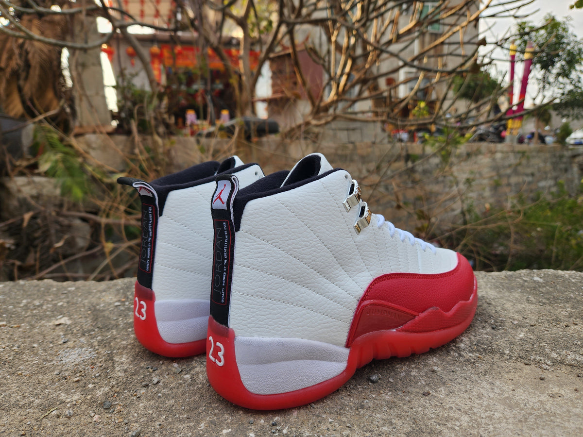 Jordan Air Jordan 12 White and Red High-Top Sneakers