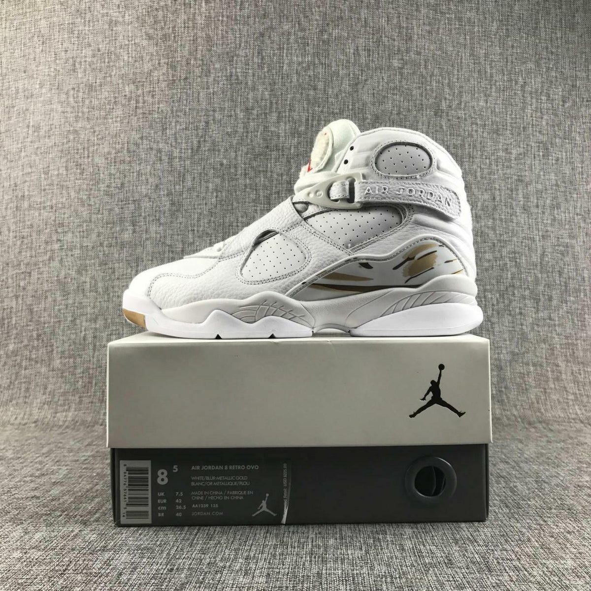 Air Jordan 8 Retro OVO White Metallic Gold Sneakers