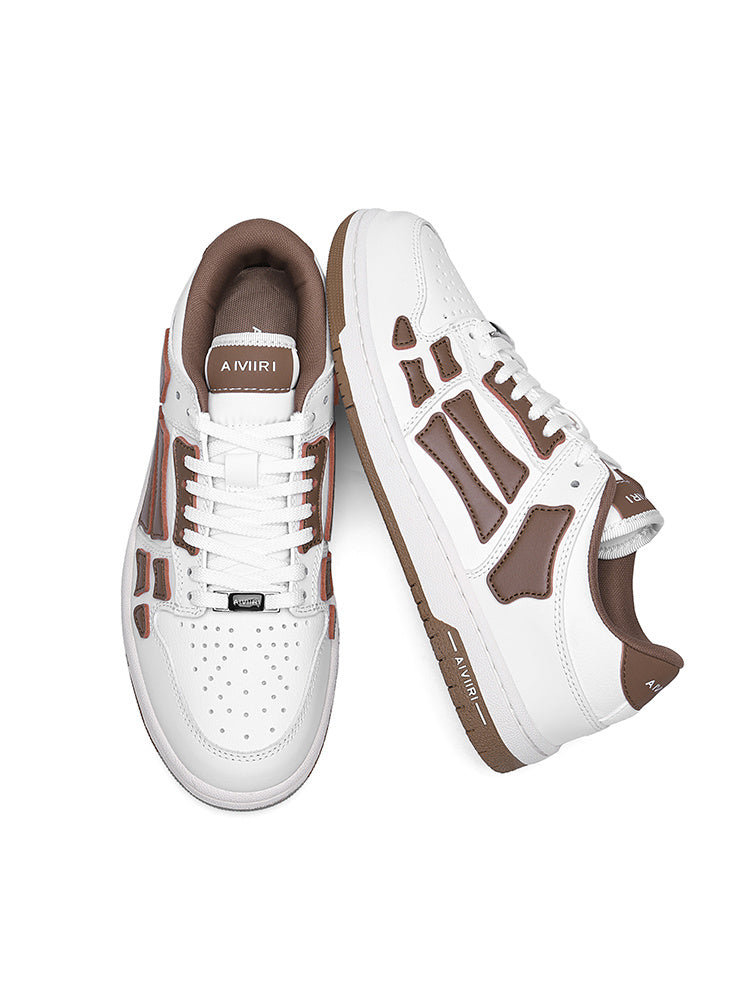 AIVIRI MFS003-126 White and Brown Low-Top Sneakers
