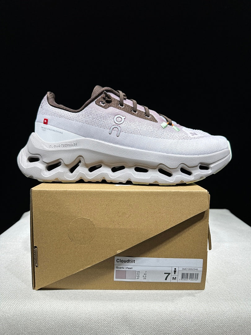 On Cloudtilt Sneakers in Blush Pink and Pearl White