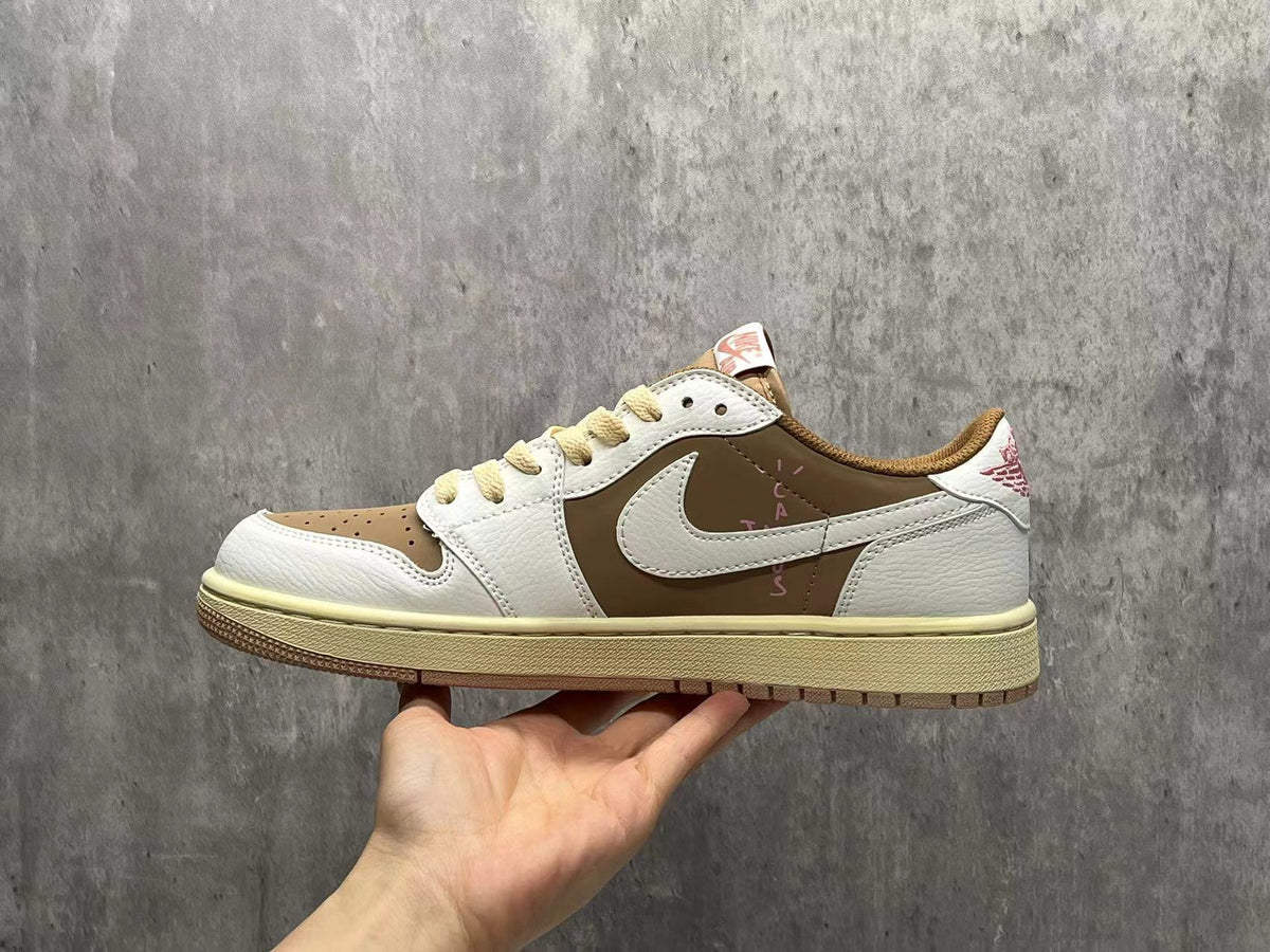 Jordan 1 Low Travis Scott Mocha Pink Sneakers