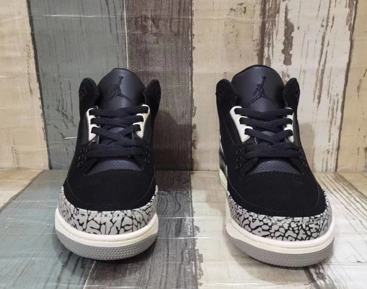 Jordan 3 Black and Sail Low-Top Sneakers