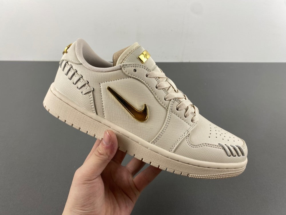 Air Jordan 1 Low Cream and Gold Sneakers FN5032-200