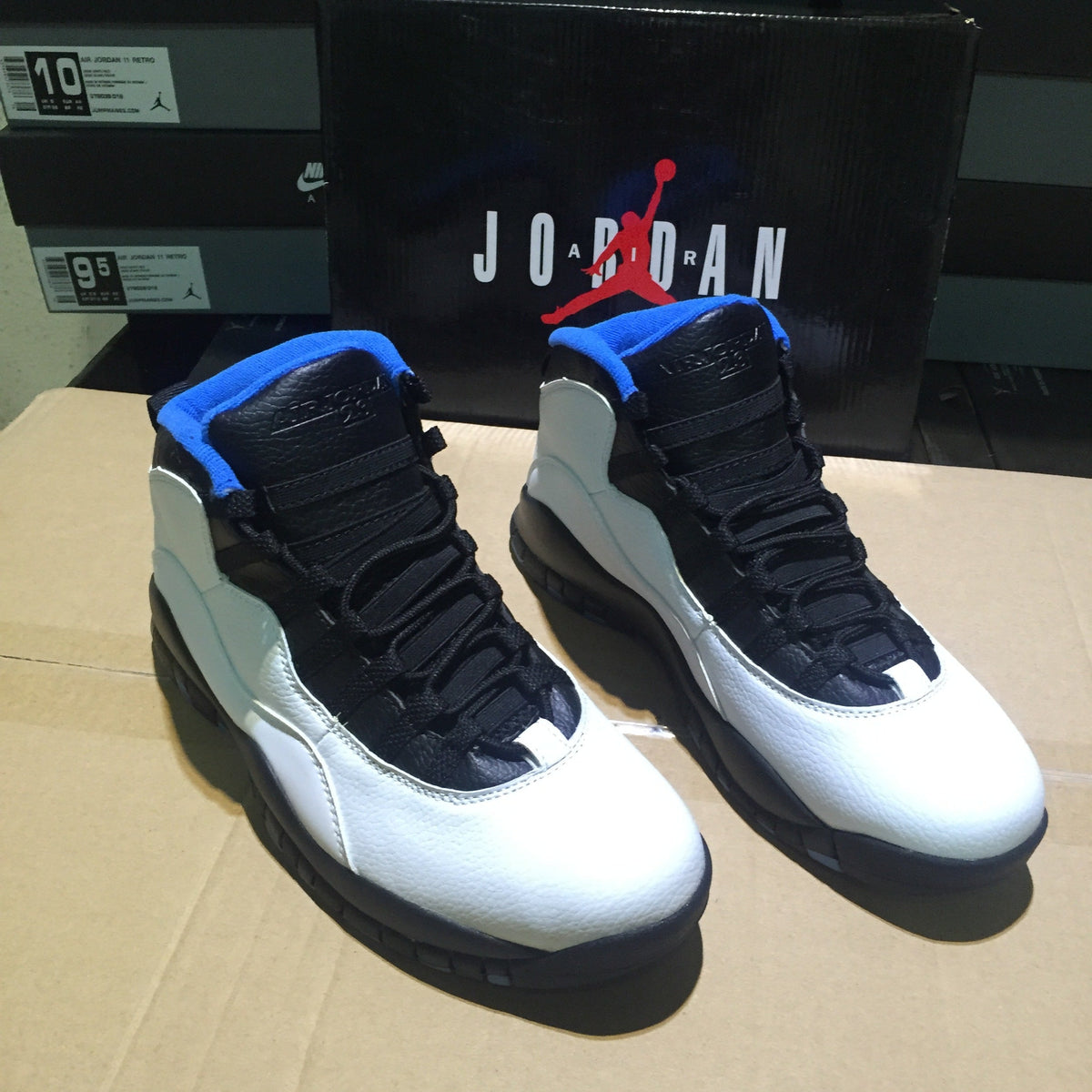 Jordan Air Jordan 10 Retro White Black Blue High-Top Sneakers