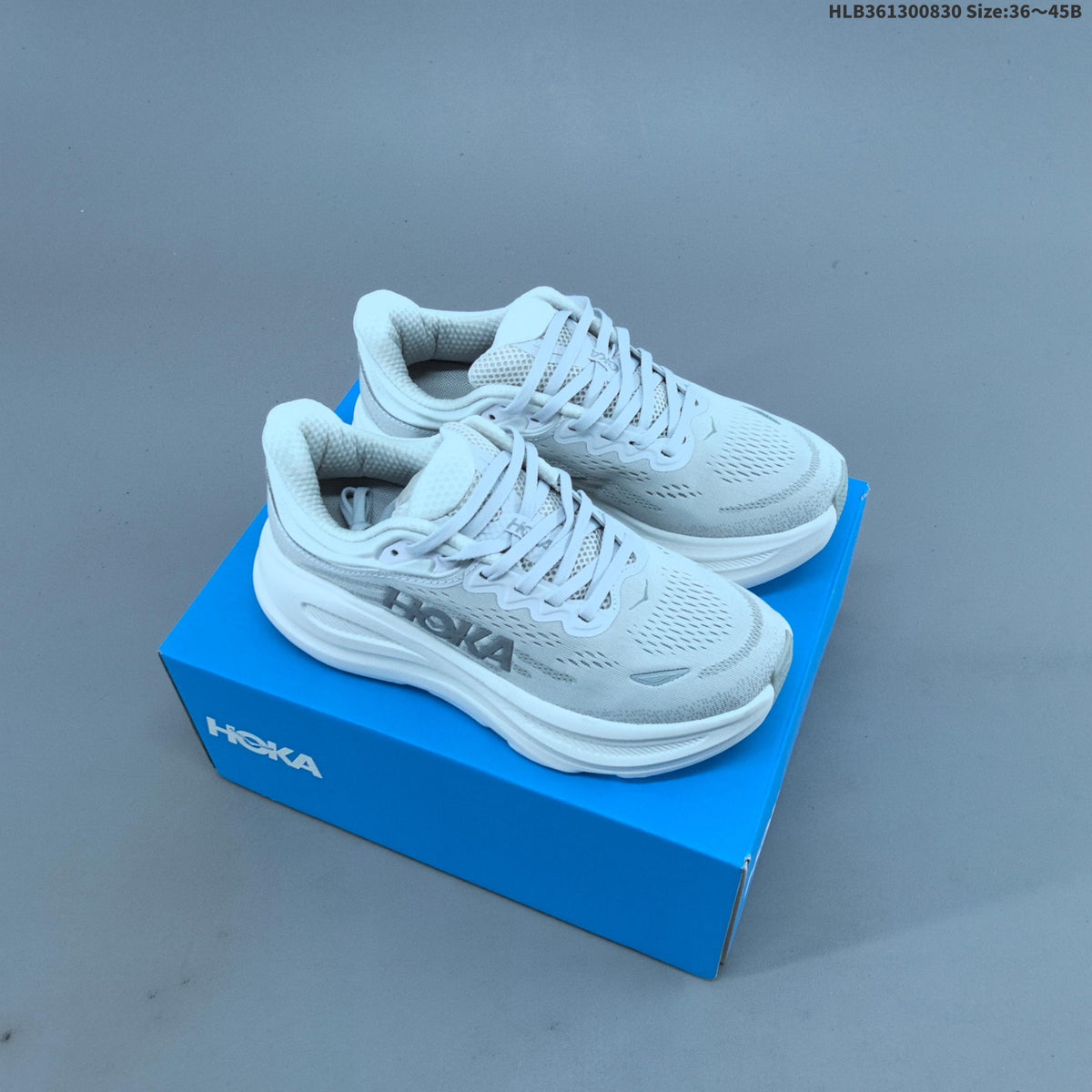 HOKA Bondi 9 Low-Top Running Shoes, White, Style 1162012