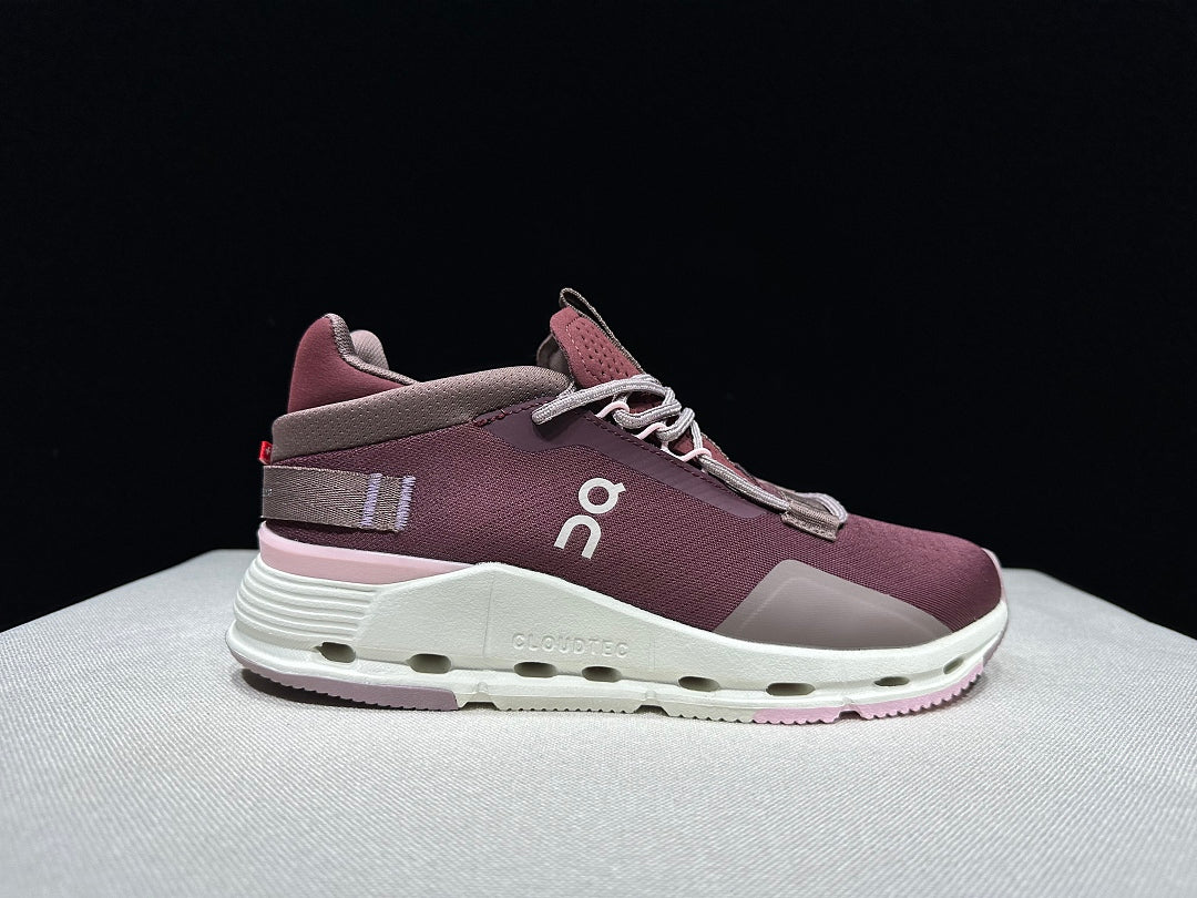 On Cloudnova 2 Sneakers in Maroon and Peony