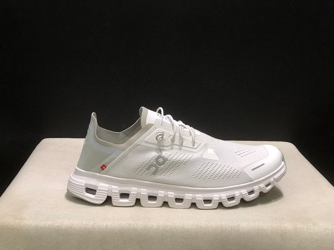 On Cloud 6 Coast Sneakers, White and Gray