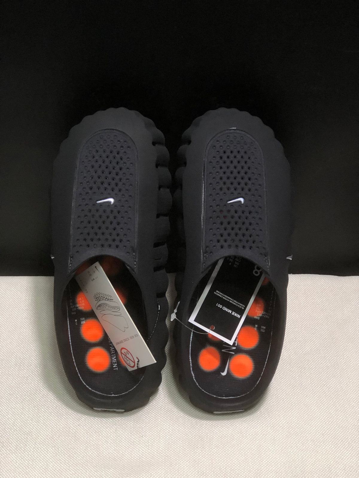 Nike Mind 001 Black and Chrome Crimson Slides HQ4307-001