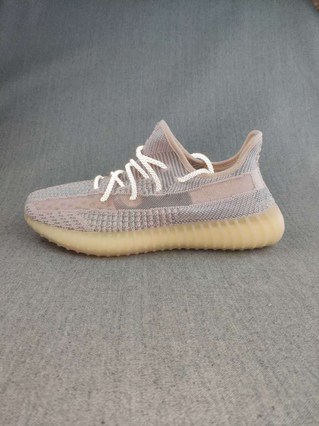 Yeezy 350 V2 Knit Sneakers in Gray and Cream