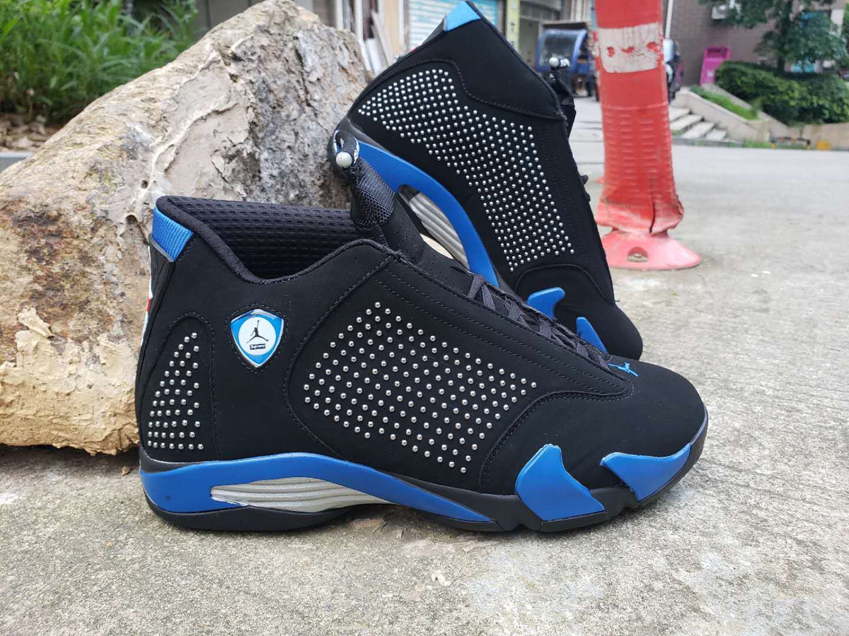 Air Jordan 14 Supreme-Style Sneakers in Black and Blue