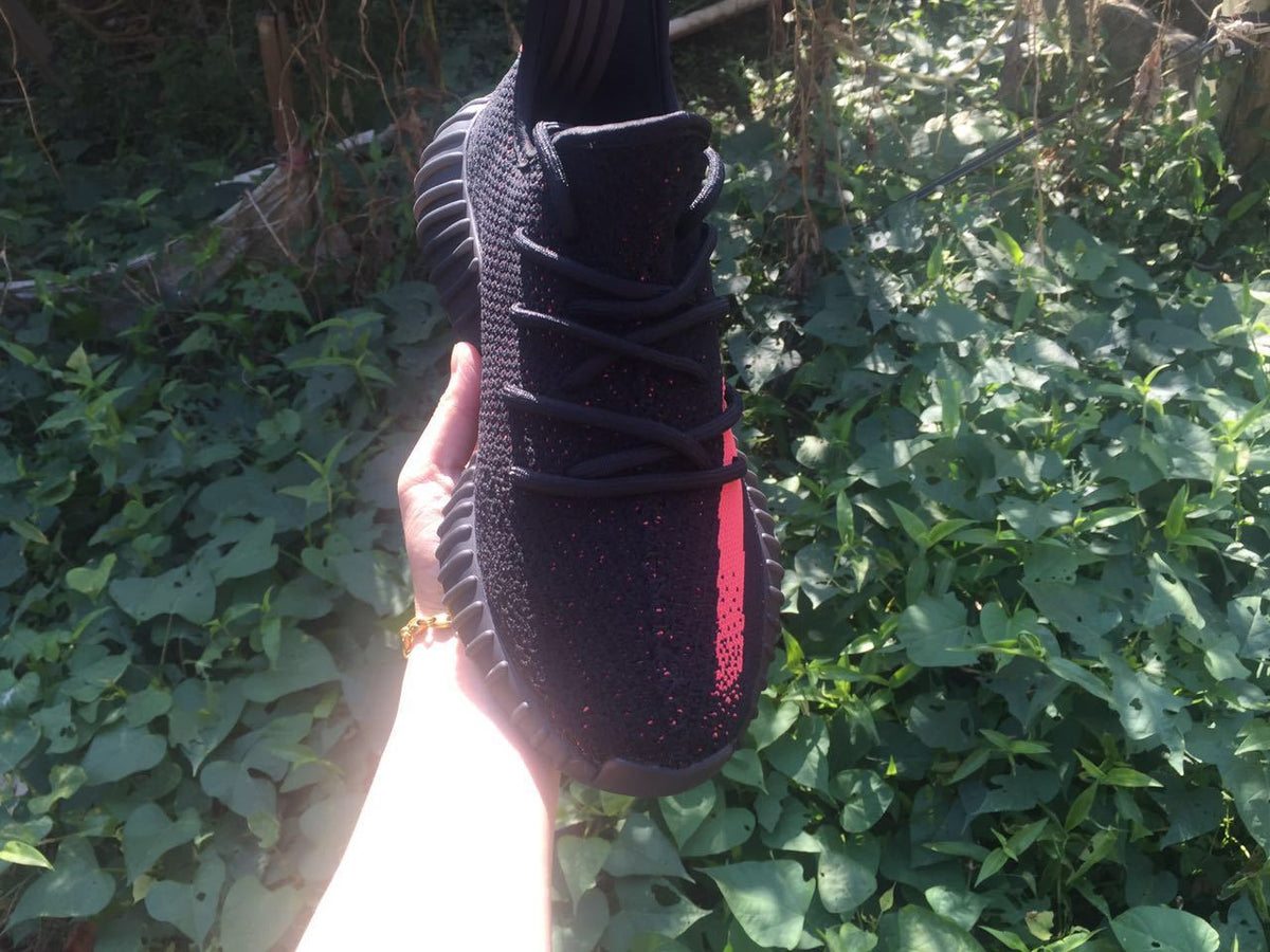 Yeezy Boost 350 V2 Black and Bright Coral Sneakers