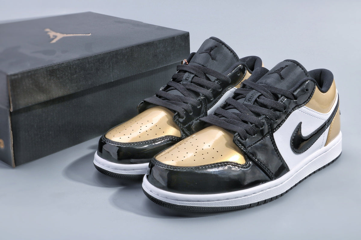 Jordan 1 Low Gold Toe Black and Metallic Gold Sneakers