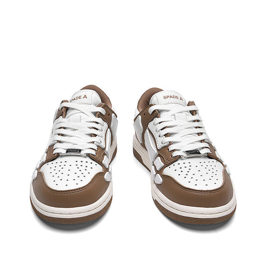 Spade A Low-Top Sneakers in Coffee Brown and White MFS003-281