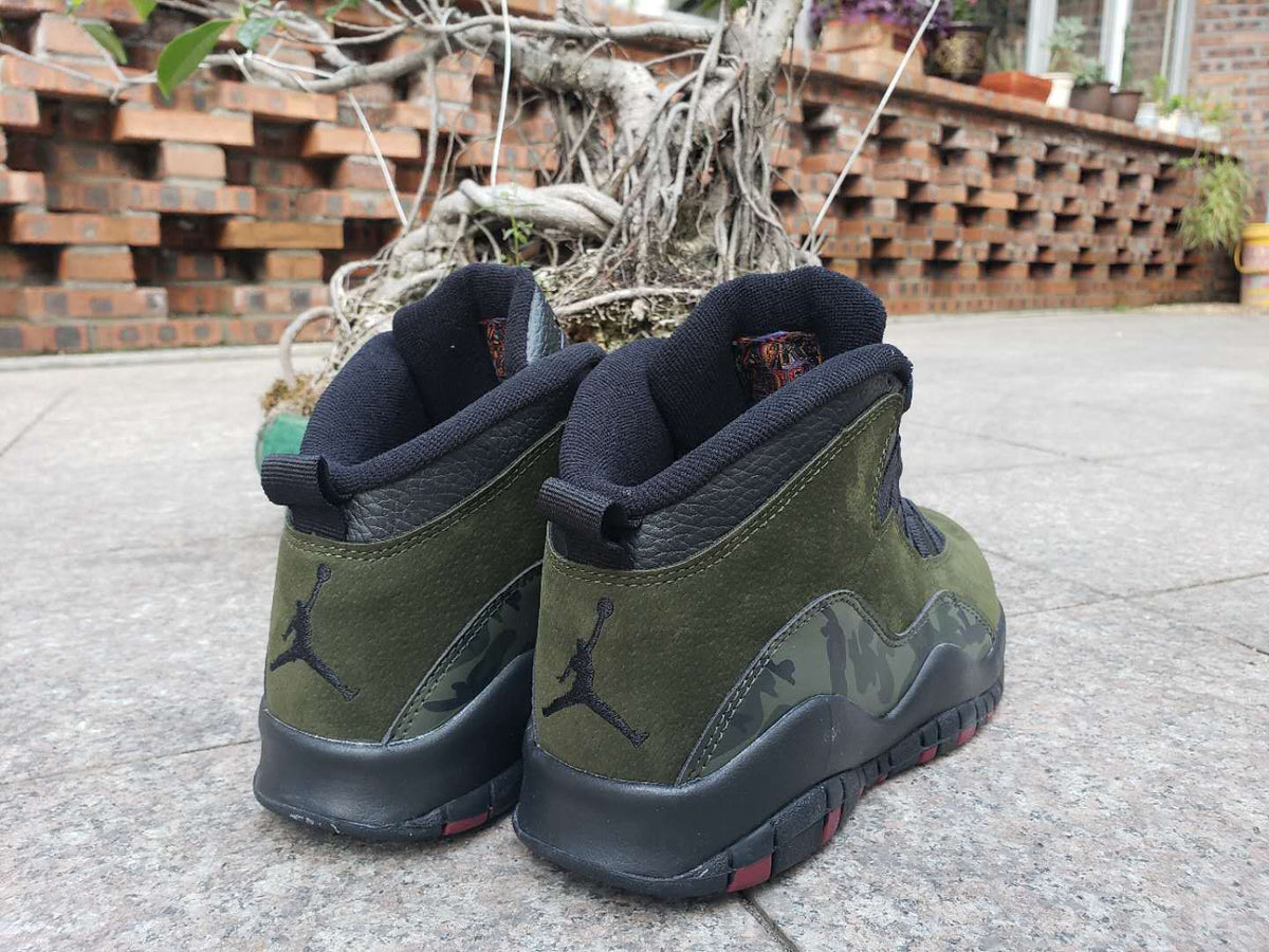 Air Jordan 10 High-Top Sneakers in Olive Camo