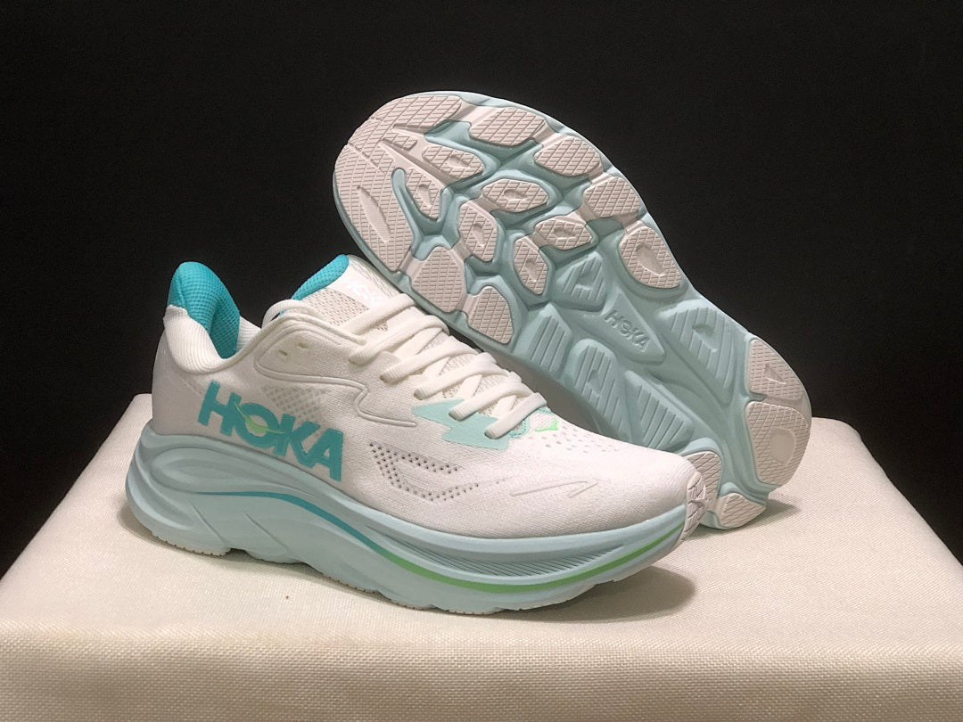 HOKA Clifton 10 Running Shoes, White Aqua