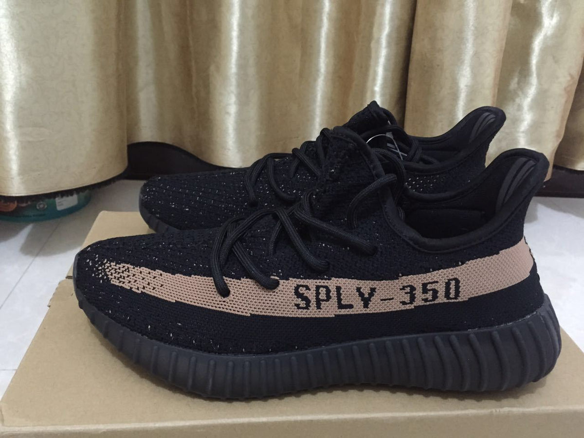 Yeezy 350 V2 Knit Sneakers in Black and Beige