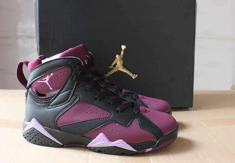 Air Jordan 7 Mulberry Black and Burgundy High-Top Sneakers
