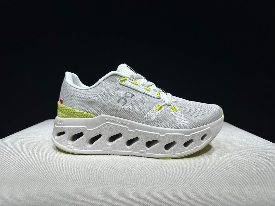 On Cloudeclipse White Green Running Sneakers