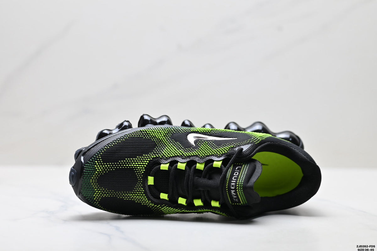 Nike Air Liquid Max Sneakers Black and Volt Green