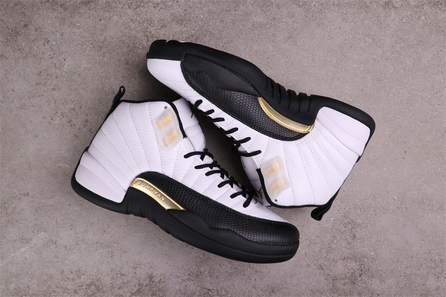 Jordan Air Jordan 12 Reverse Flu Game Sneakers White Black Gold