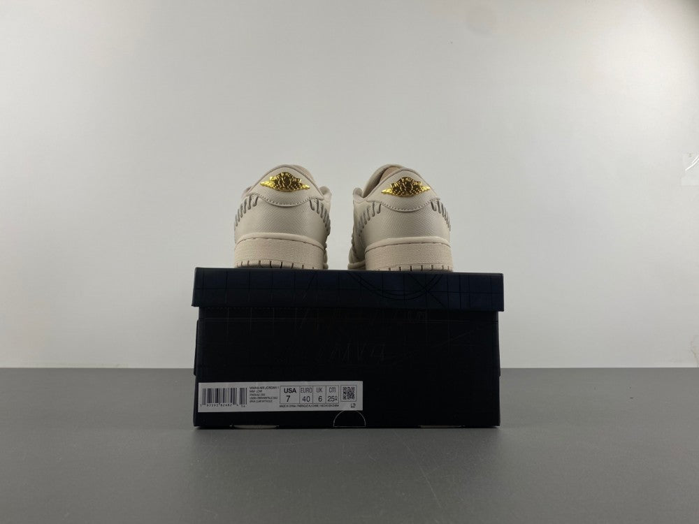 Air Jordan 1 Low Cream and Gold Sneakers FN5032-200